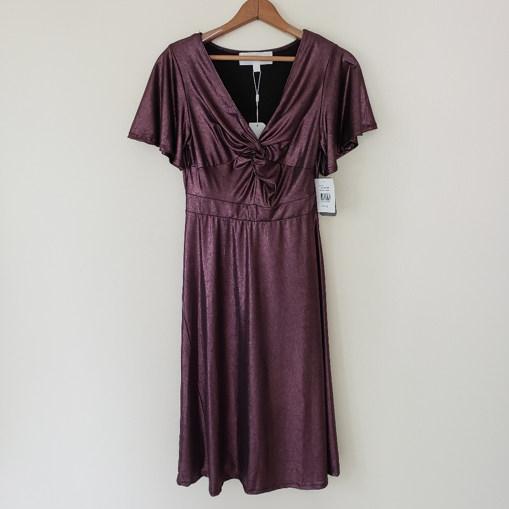 NWT Superfoxx purple shimmer cinch front dress